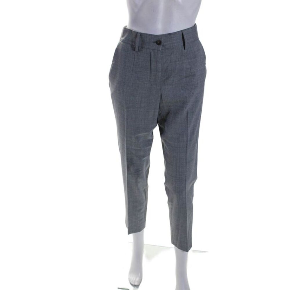 Marco Cimmino Womens Creased Slim Leg Dress Pants Gray Wool Size EUR 42